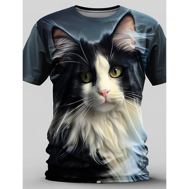 Mens T-shirts Men's Animal Funny 3D Print Round Neck T-Shirt Short Sleeve T-shirts