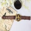 Nautical Brass Sundial Clock Leather Strap Stamped Wrist Compass for Navigation, Wrist Watch Leather Band Collectible Gift