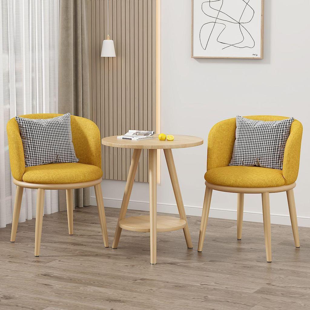 Light Luxury Balcony Tea Table & Chairs Set: Modern 3-Piece for Hotel or Bedroom - Includes One Table & Two Chairs