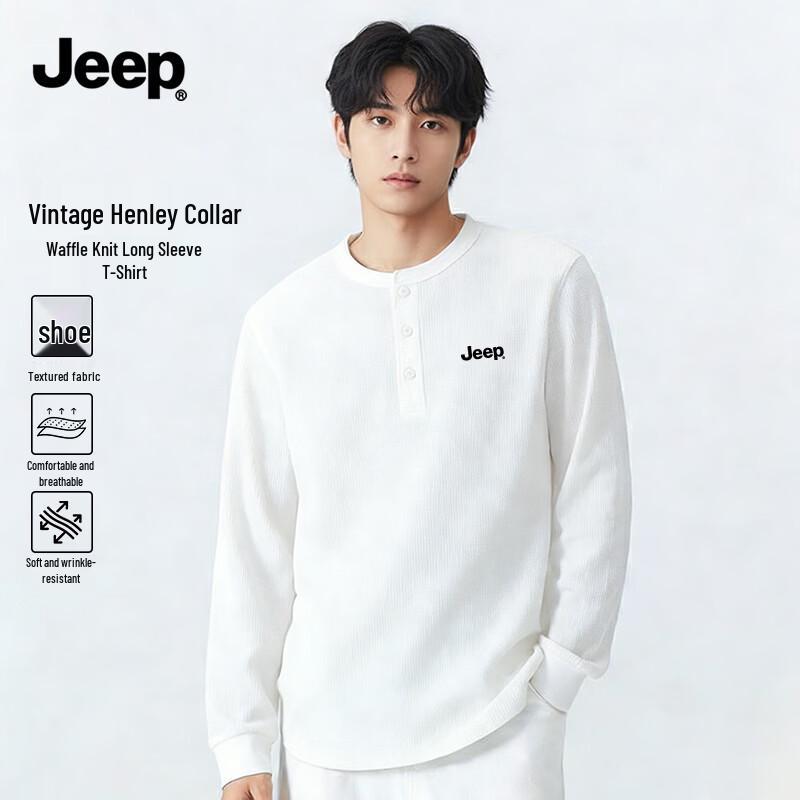JEEP Men s Premium Waffle Knit Henley Long Sleeve T-Shirt 3XL
