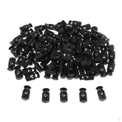 100 Pezzi Nero Plastica Toggle Molla Fermaglio Stop Singolo Foro Stringa Cavo Blocchi