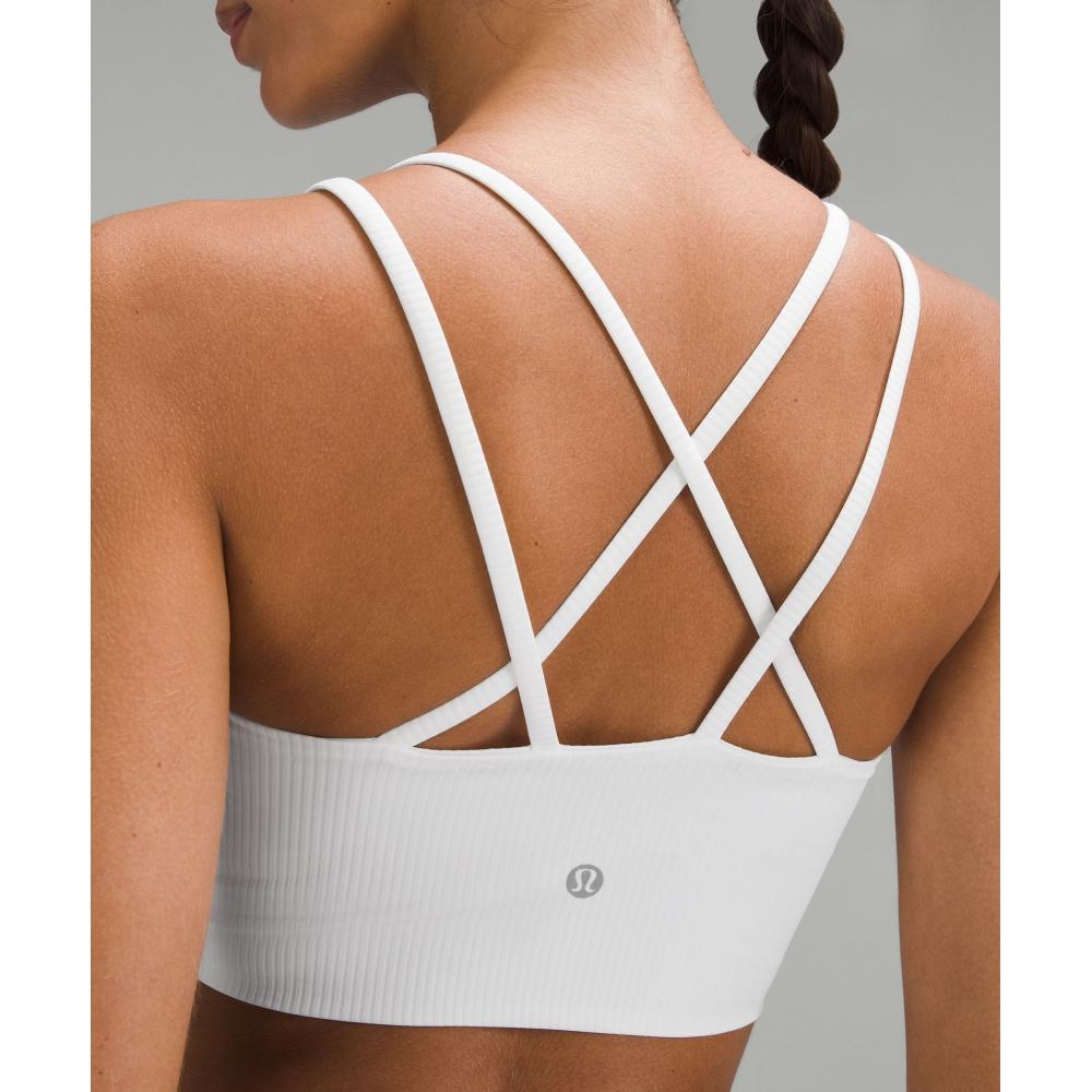 Lululemon Like A Cloud RiBBed Longline BrA  Light Support  B C Cup White