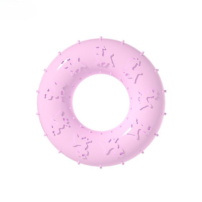 Dog Chew Toys for Cleaning Teeth Pink Soft Rubber Bone Funny Ball Interactive Donut Treat for Small Medium Dogs Pet Gifts