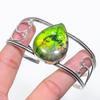 Natural Green Labradorite Gemstone 925 Sterling Silver Cuff Bangle Adj s8A25
