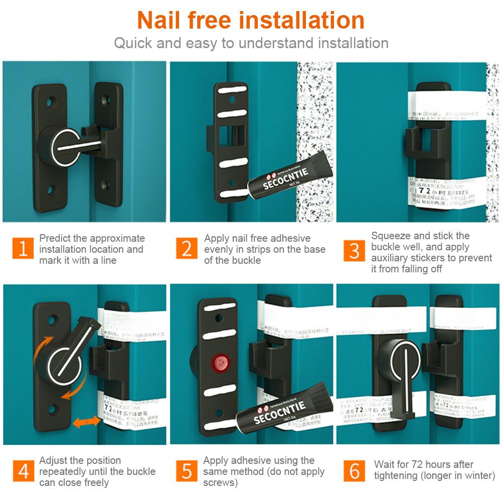 Leuchtender Klapptürriegel, robuster Schiebetürriegel für Scheunentüren, 90-Grad-Sicherheitstürriegel, Schloss aus Zinklegierung, Badezimmertürschloss