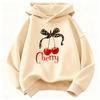 Felpa con Cappuccio Bambina Stampa Ciliegie e Fiocco Leopardo Moda Y2k Ragazze Primavera Casual