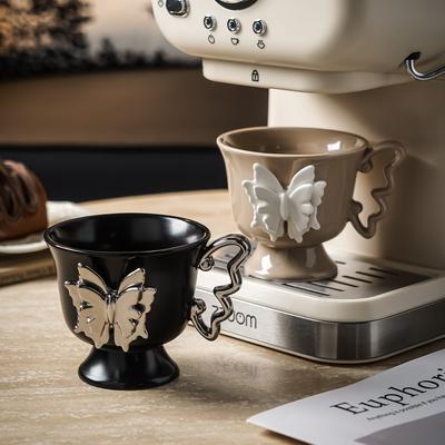 High Appearance Level Butterfly Mugs Female Couple Ceramic Cups Tall Water Cups Home Breakfast Cups High End Coffee Cups