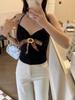 #Autumn New Sweet Polished Bow Decorative Thermal Vest Slim and Thin Women's Fixed Belt Chest Pad