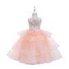 European and American Princess Flower Girl Dress - Long Patchwork Design for Children