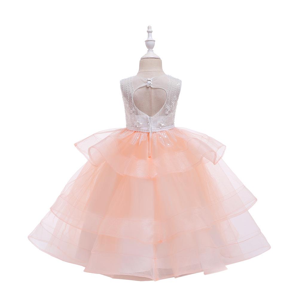 European and American Princess Flower Girl Dress - Long Patchwork Design for Children