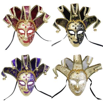 Masked Ball Mask With Bells Vintage Jester Mask Comedy Mask for Men Women Masked Ball Proms Halloween Cosplay Parties