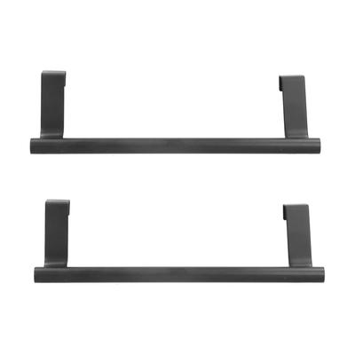 2Pcs Towel Rack Black Hangable Punch   Nail   Cabinet Door Towel Rack for Home Hotel