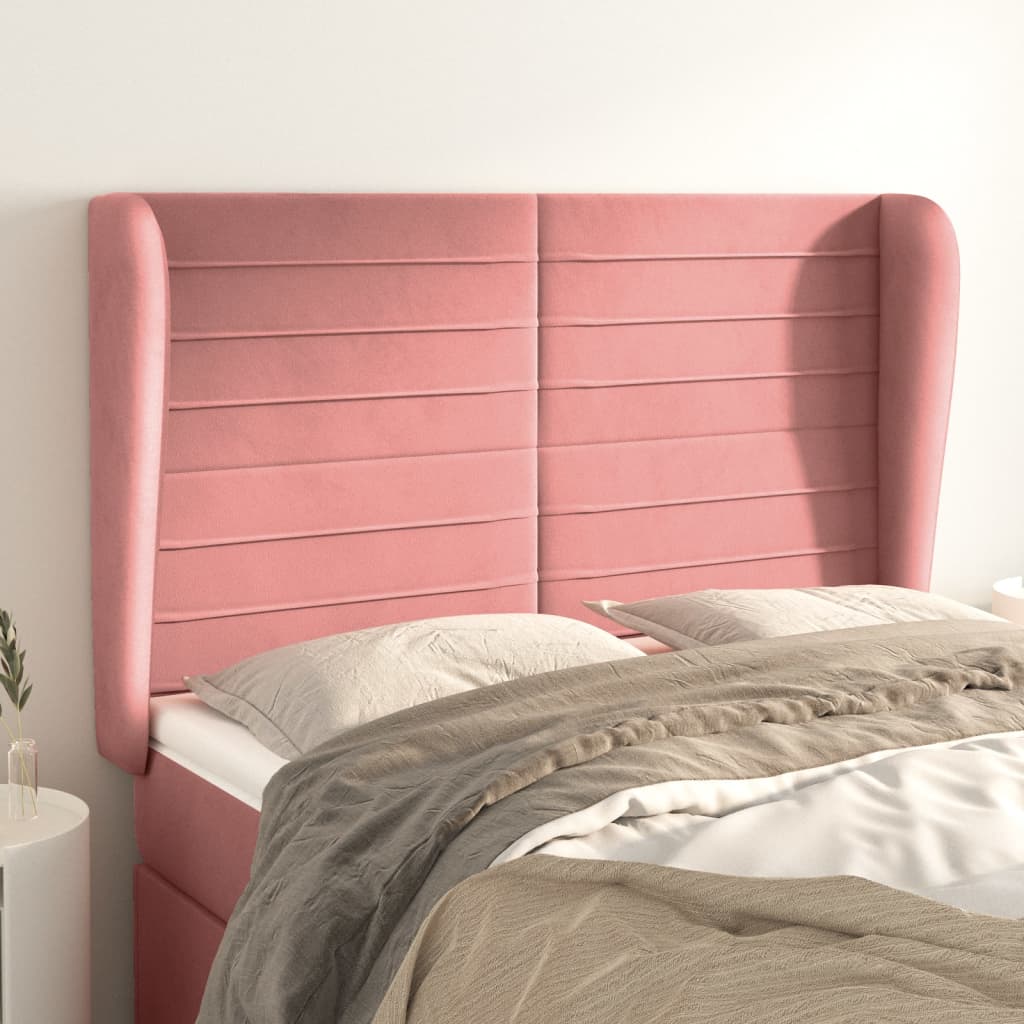Headboard with Ears Pink 147 X 23 X 118 128 Cm Velvet
