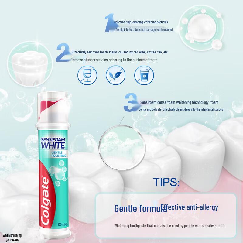 Colgate Dense Foam Whitening Press Pump Toothpaste, 3 X 100ml