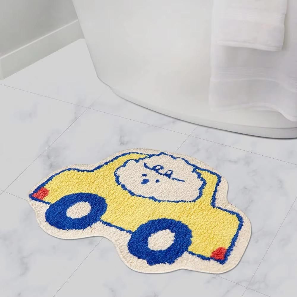 Cute Cartoon Bear Shaped Soft Floor Mat Animal Print Absorbent Bathroom Bedroom Living Room Decor Rug