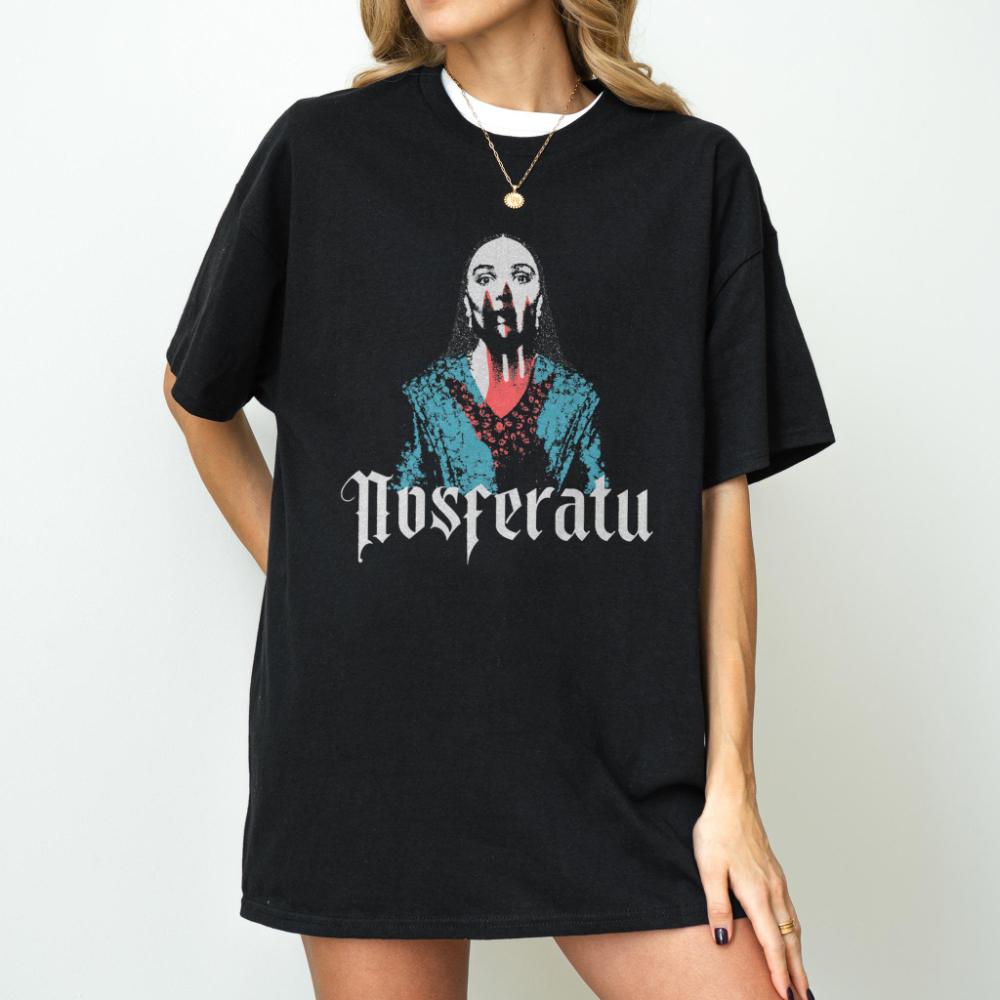 Nosferatu Gothic Horror TShirt Cult Vampire Cinema Tee Shirt Graphic Short Sleeve Shirt Unisex Unisex Women AllSeason S