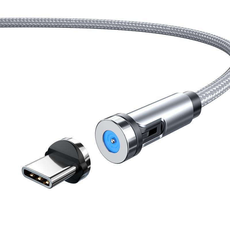 540° Rotating Magnetic 3-in-1 Charging Cable for Android, Apple, and Type-C Devices