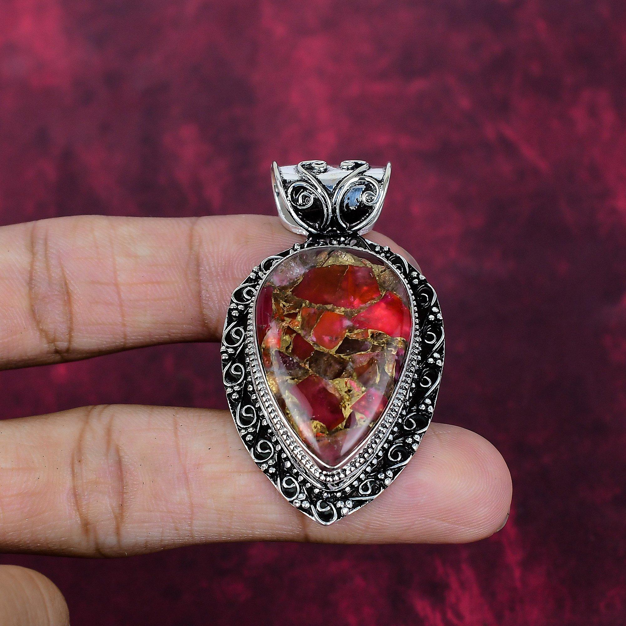 

Медный кулон с колючей устрицей, ручной работы, с драгоценным камнем, кулон из 925 пробы стерлингового серебра, красивые украшения, подарок «Любовь навсегда» 2.04 Inches