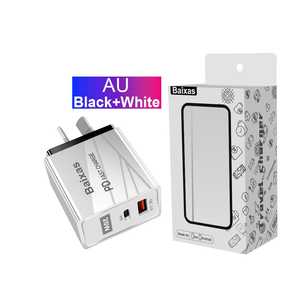 EU Standard QC3.0+PD Travel Charger with Fast Charging USB Ports (5V/9V/12V) - Compatible with EU, UK, AU