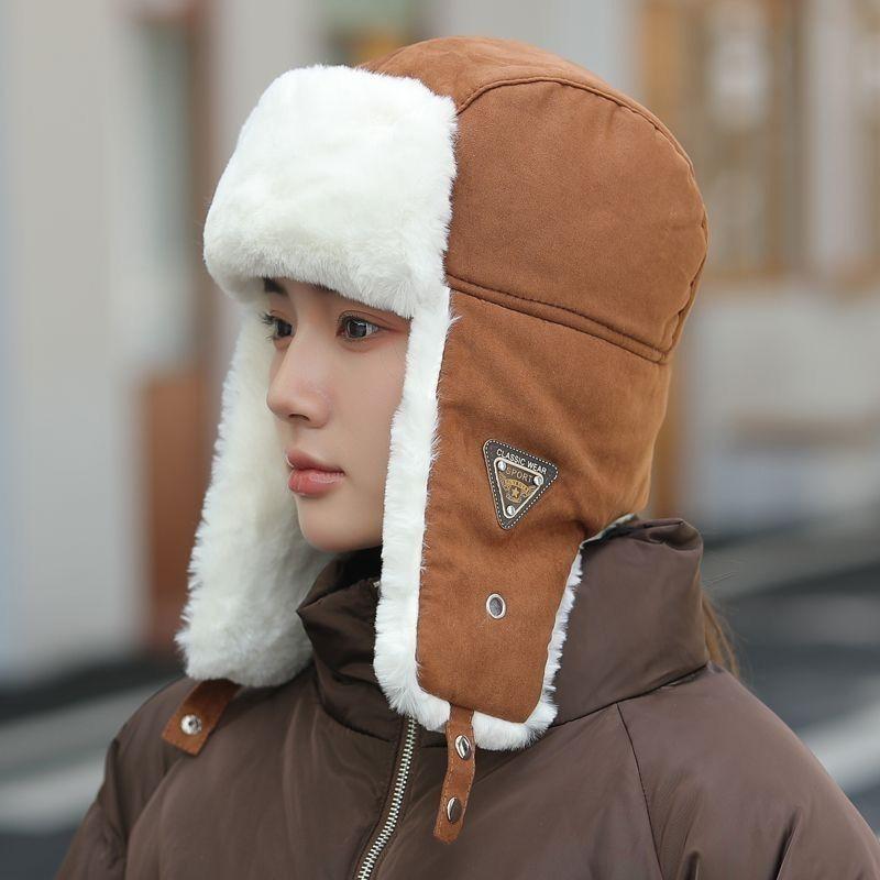 Winter Lei Feng Hat for Men and Women, Autumn and Winter, Fleece-lined, Warm, Cycling, Earflap Hat, Outdoor, Hiking, Skiing, Train Head Hat