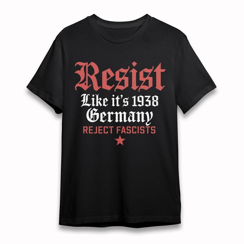 

Men s Comfy T-Shirt Anti Fascism Text Statement Tee Short Oversize Black Cotton S