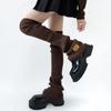 30% Wool Leg Warmers Women Autumn Winter Knitted Foot Cover Knee High Socks Thigh High Stockings Jk Girls Lolita Leg Warmers Sox