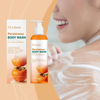 Gel de Ducha OceAura Caqui 100ml, limpia suavemente y refresca el cuerpo, eliminando el olor corporal, las manchas de sudor y otros olores desagradables.