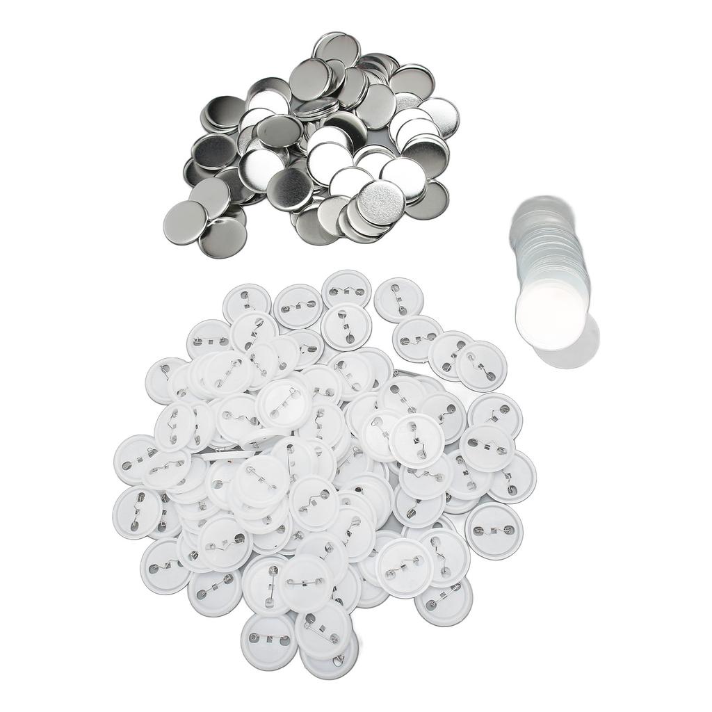 100 Set Pin Back Button Parts Tinplate Plastic Base Rustproof Widely Used Button Making Supplies for