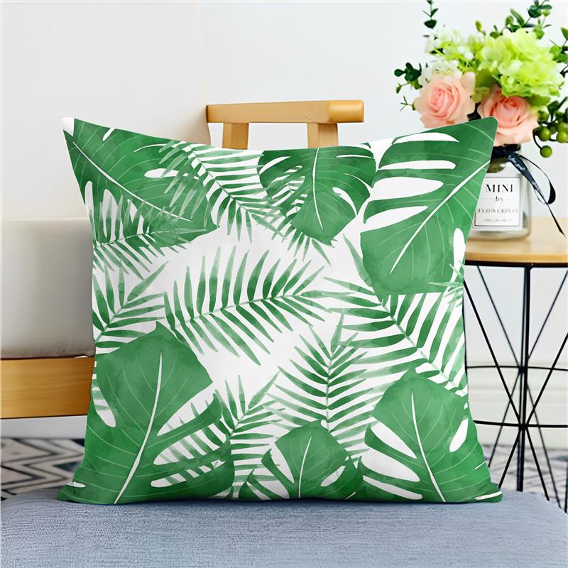 Fashion Tropical Green Plant Pillowcases Natural Style Decorative Pillowcases For Office Bedroom And Sofa