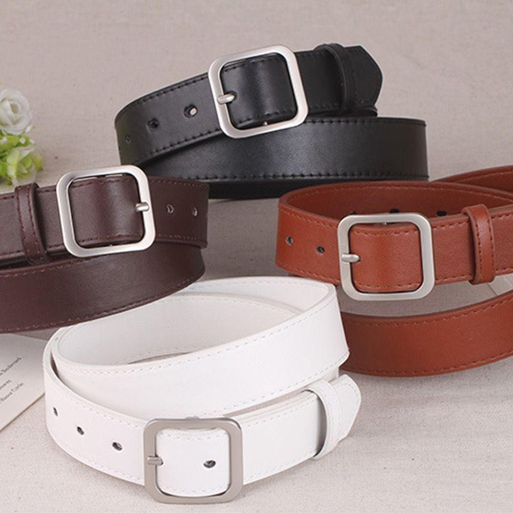 Casual Luxury Brand Design Square Pin Buckle Waistband Ladies Dress Strap Waist Band Leather Belt
