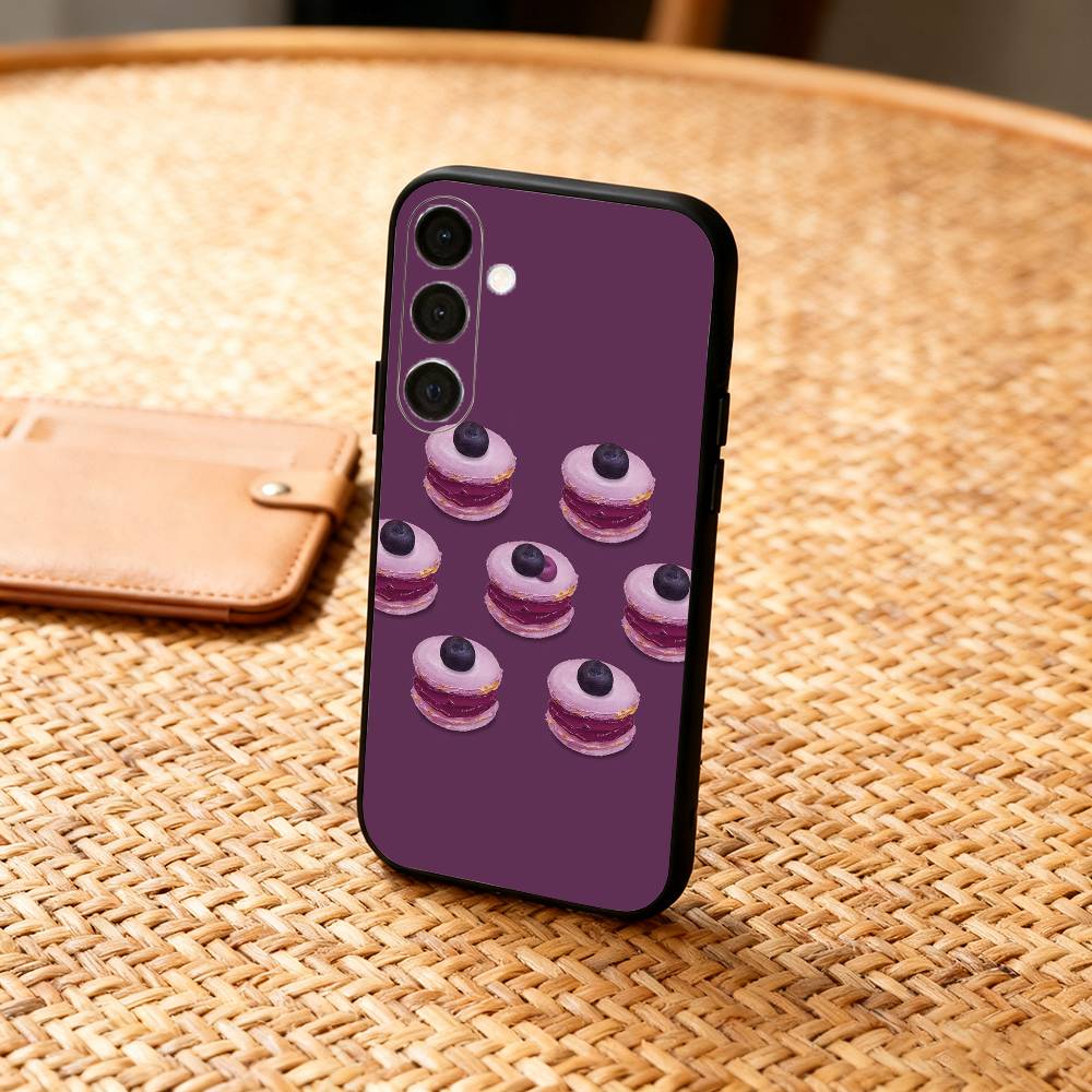 Macaron Délicieux Coloré Coque de Téléphone Pour Samsung A73,72,71,53,52,51,22,91,80, Housse Noire Souple