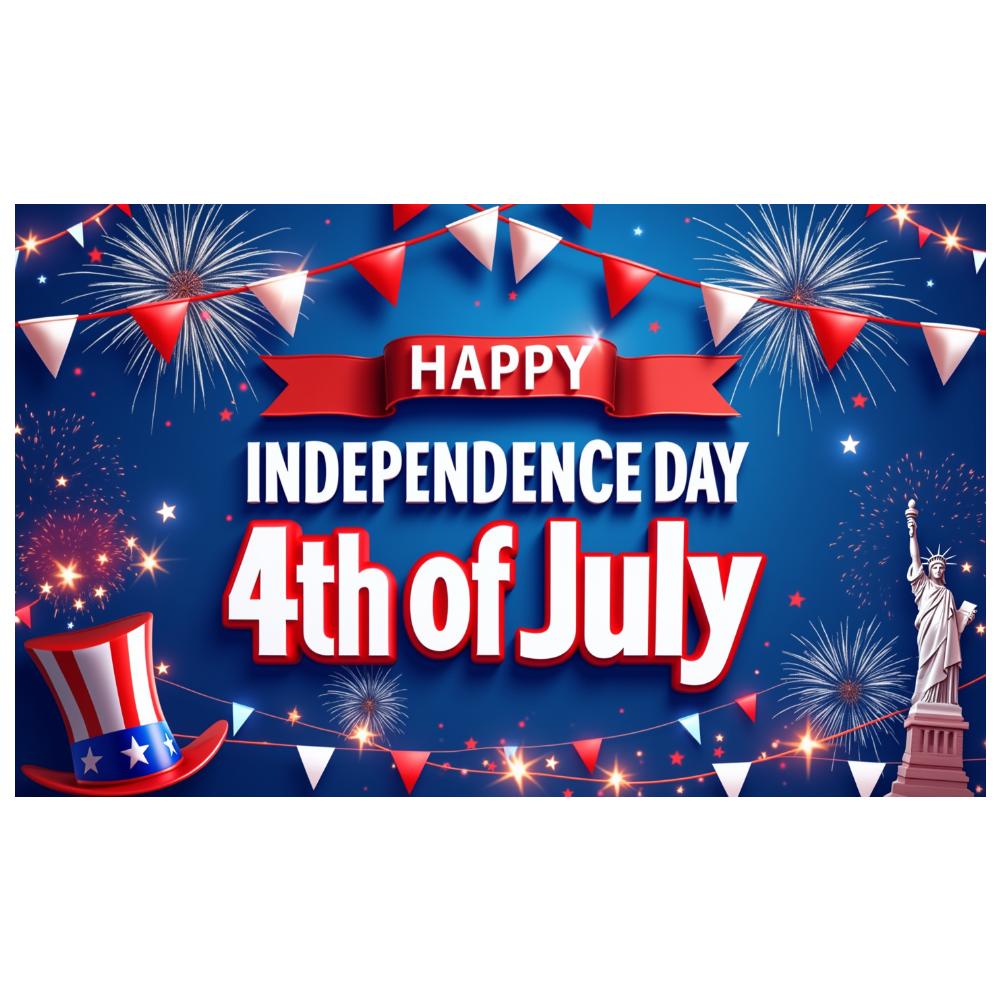 Polyester Material Fireworks Banner Bunting Decor Event Decor Colorful Print Statue of Liberty Independence Day Banner