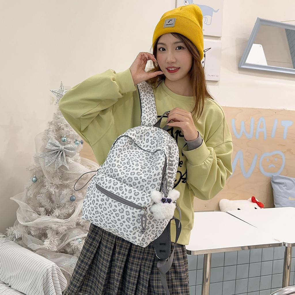 Schoolbag Korean ins Lazy Wind Leopard Print Personality Spice Girl Travel Small Backpack High Value College Student Class Backpack Female