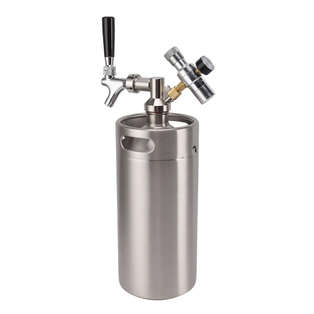 Minicheg de 3,6L din Oțel Inoxidabil cu Robinet, Manometru 150PSI, Presurizat, Bere Artizanală pentru Preparare Acasă