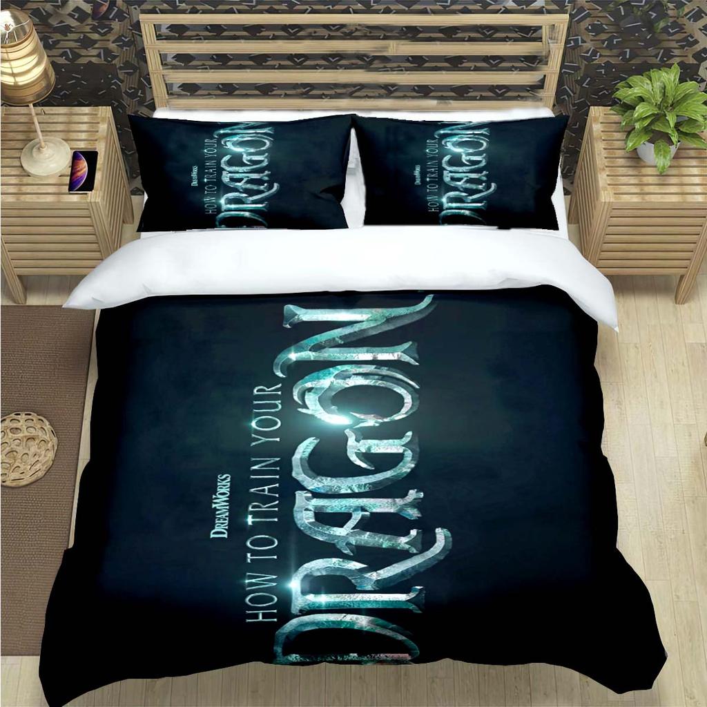 Fashion 3D Movie Cute Roles Dragon Print Bedding Set Duvet Cover Comforter Bed  Youth Kids Girl Boys Luxury Birthday Gift