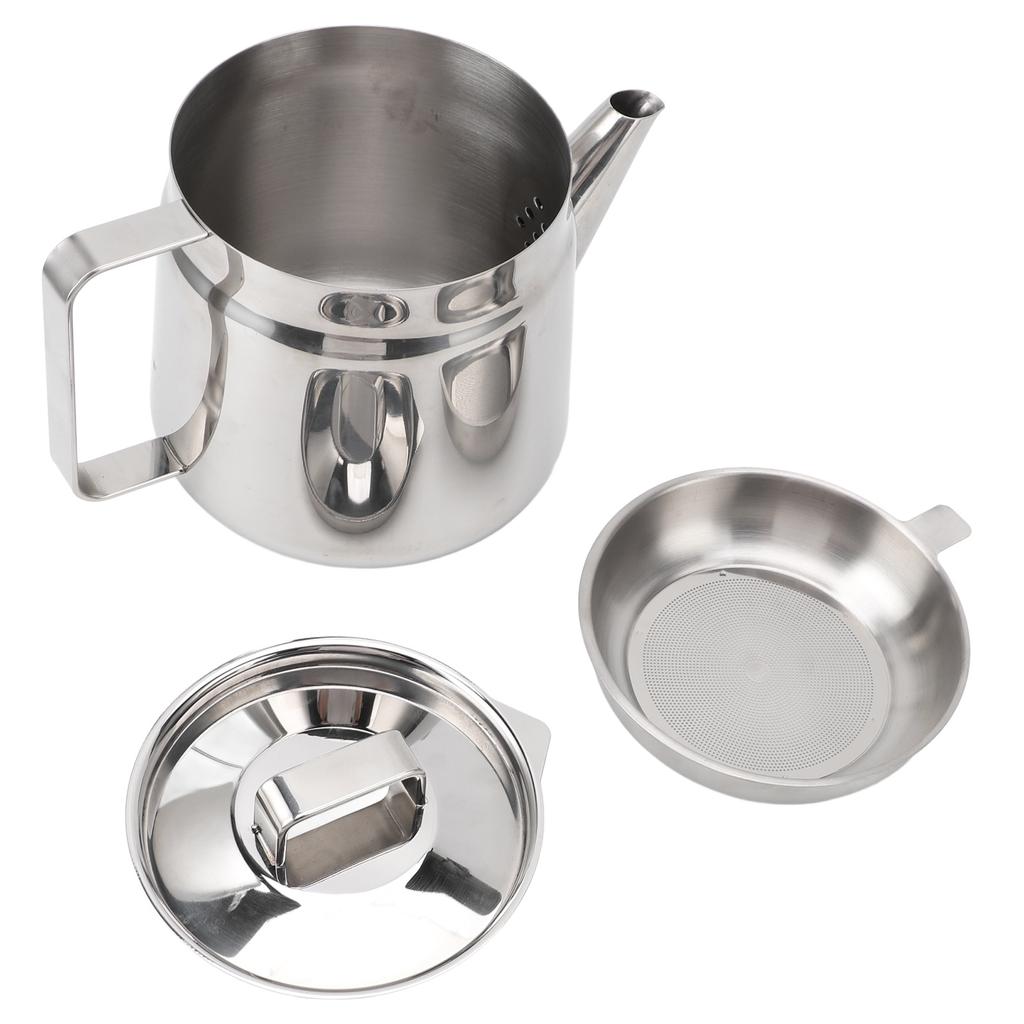 Grease Container with Mesh Strainer Stainless Steel Easy To Grip Grease Keeper Meat Frying Cooking Oil