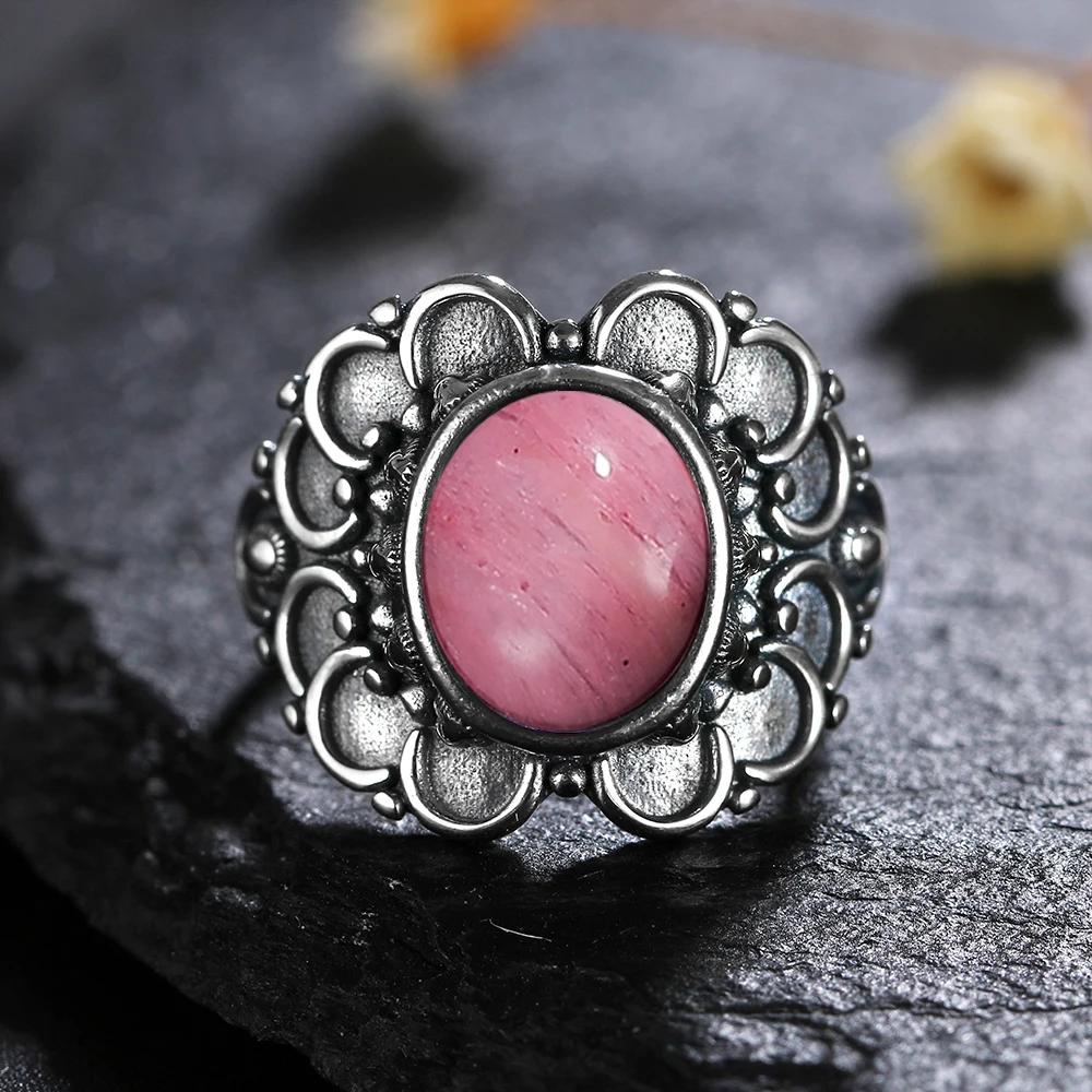 Natural 8*10MM Lapis Lazuli Finger Ring  Rings for Women Gift S Silver Flower Shaped Ring