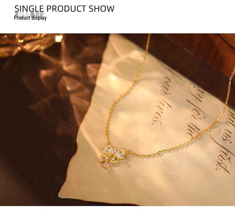 Silver Bow Star Necklace: Sweet Clavicle Chain for Women - Perfect Girlfriend Gift, 2024 Trend.