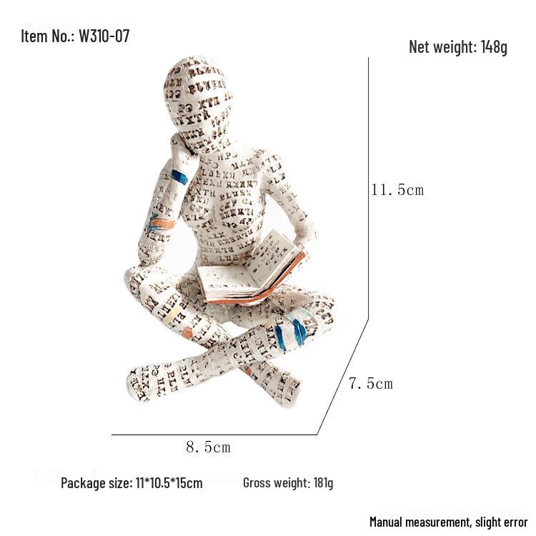 Reading Woman Resin Figurine - Creative Bookshelf and Home Study Decoration Ornament