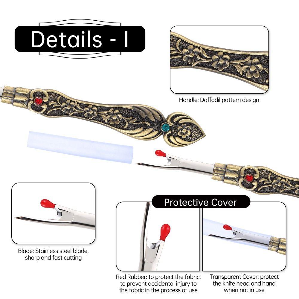 2pcs Metal Stitch Ripper European Vintage Thread Ripping Tool Handy Seam Ripper Set Sewing