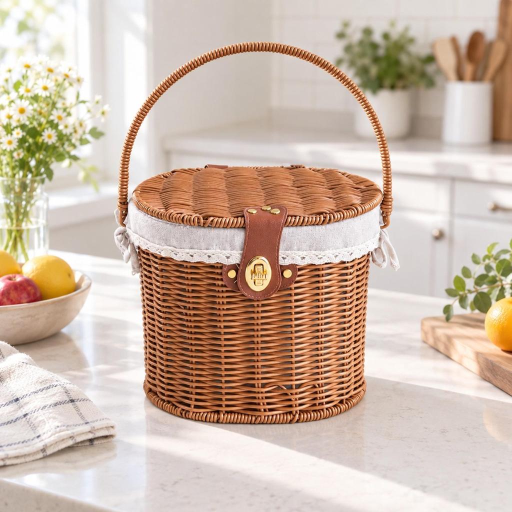 Storage Basket Lined Interior for Dining Area Decor