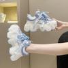 Fashion 6CM Platform Vulcanized Shoes for Women Sneakers Mesh Lace-up Women's Walking Shoes 2025 Fashion Autumn Bling Casual Women Shoes