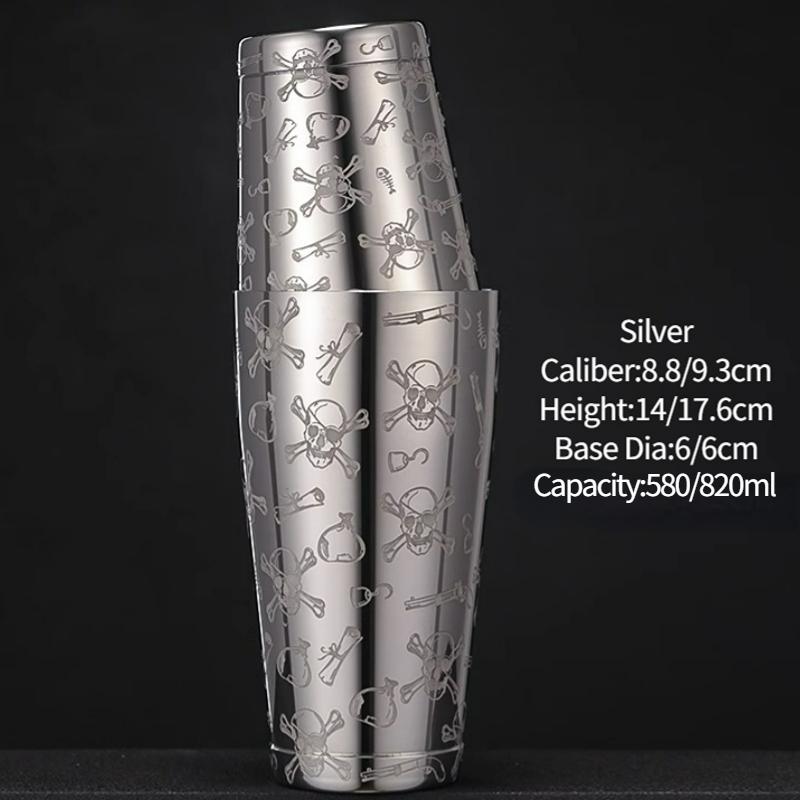Bar Cocktail Shaker Boston Shaker Stainless Steel Engraving Shaker Bar Accessory Bartender Tools For Home And Bar