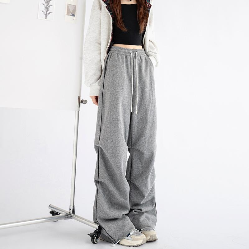 

Sweatpants women s autumn and winter new high-waisted loose-fitting small paratrooper pants casual wide-leg tooling straight pants S