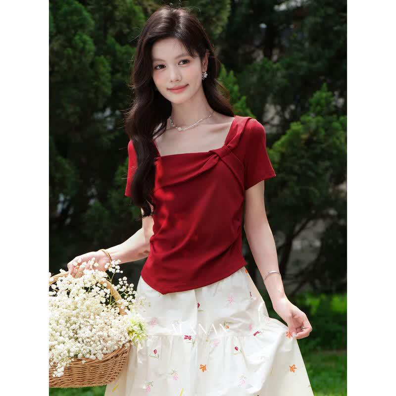 Lù Xiàngnán  Rose Scented Rain  Slim-Fit Short-Sleeved T-Shirt S