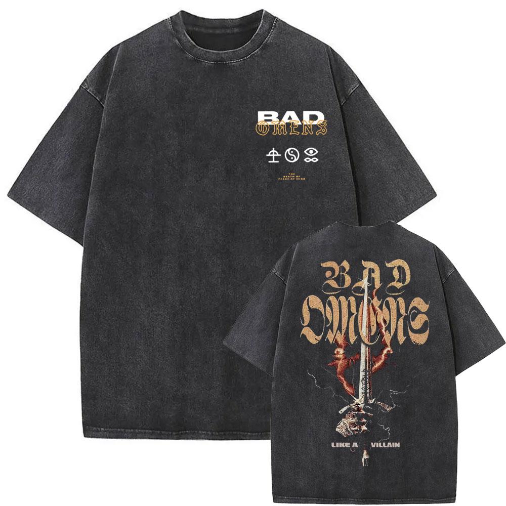 Washed Vintage Rock Band Bad Omens Graphic Tshirt Do You Feel Love Tour 2026 T Shirt Men Women Casual Oversized Cotton Tshirts