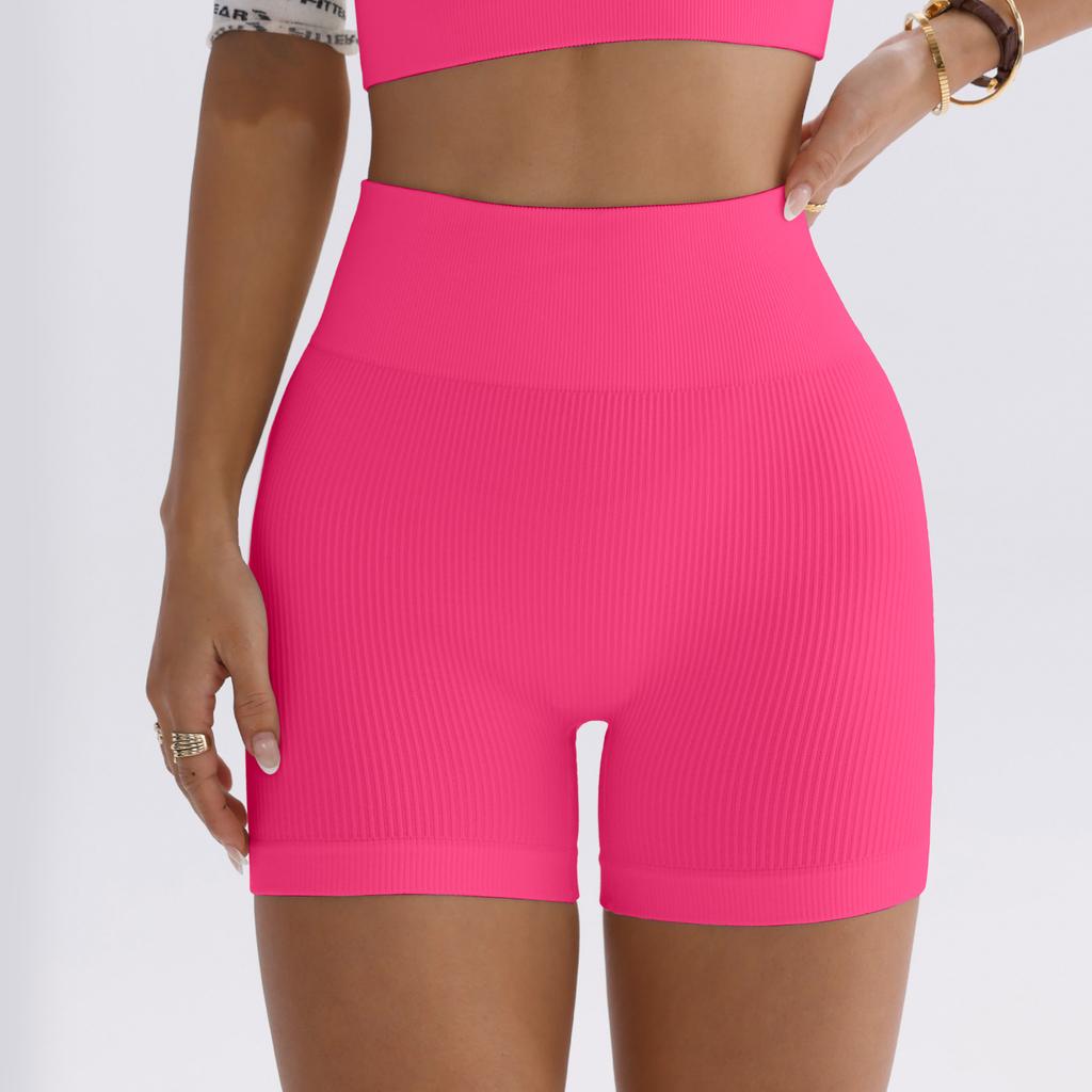 Sports shorts European and American hip lift high waist yoga pants women's peach hip tight three-point quick-drying threaded fitness shorts
