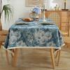 Vintage Floral Tablecloth American Oil Painting Style Thick Cotton Linen Jacquard for Tea Table