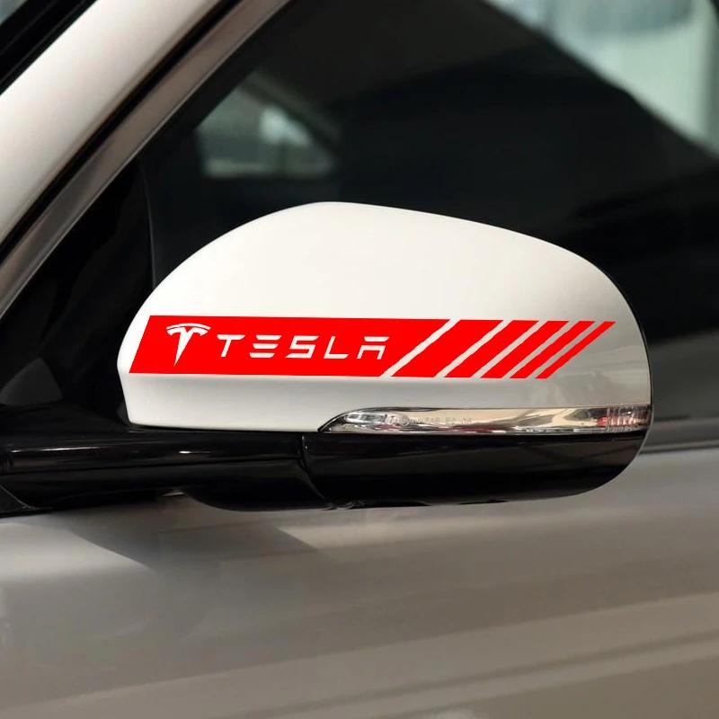 ELSUM1 2pcs Car Stripe Racing Strips Rear View Mirror 3D Stickers for Tesla Model 3 2021 S X Y Coil Mod WYE K80 Style Roadster Hub Caps