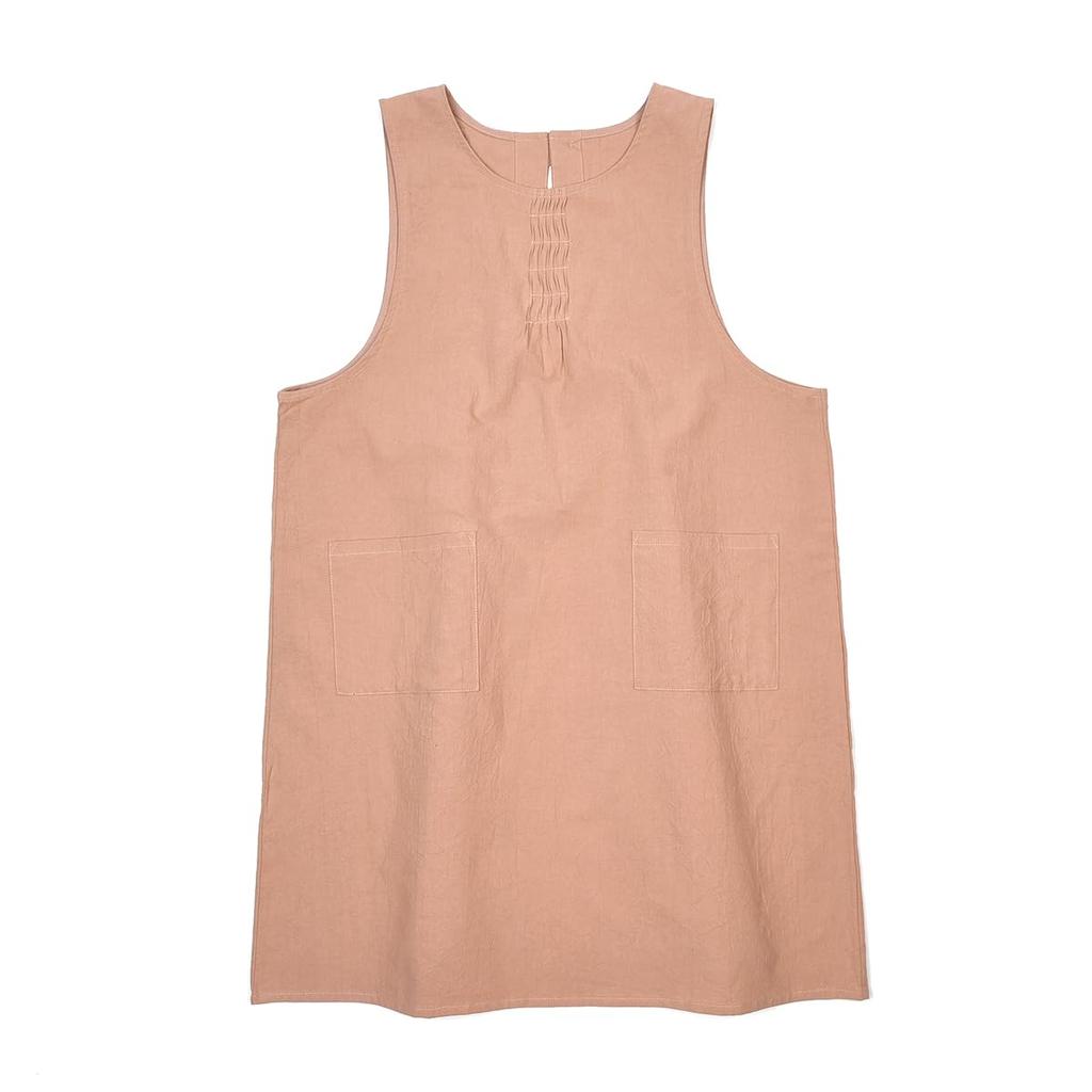 Sewing Washer Pintuck Light [Kusuguru Japan] Apron, Apron, K103-12, Brown, M-L